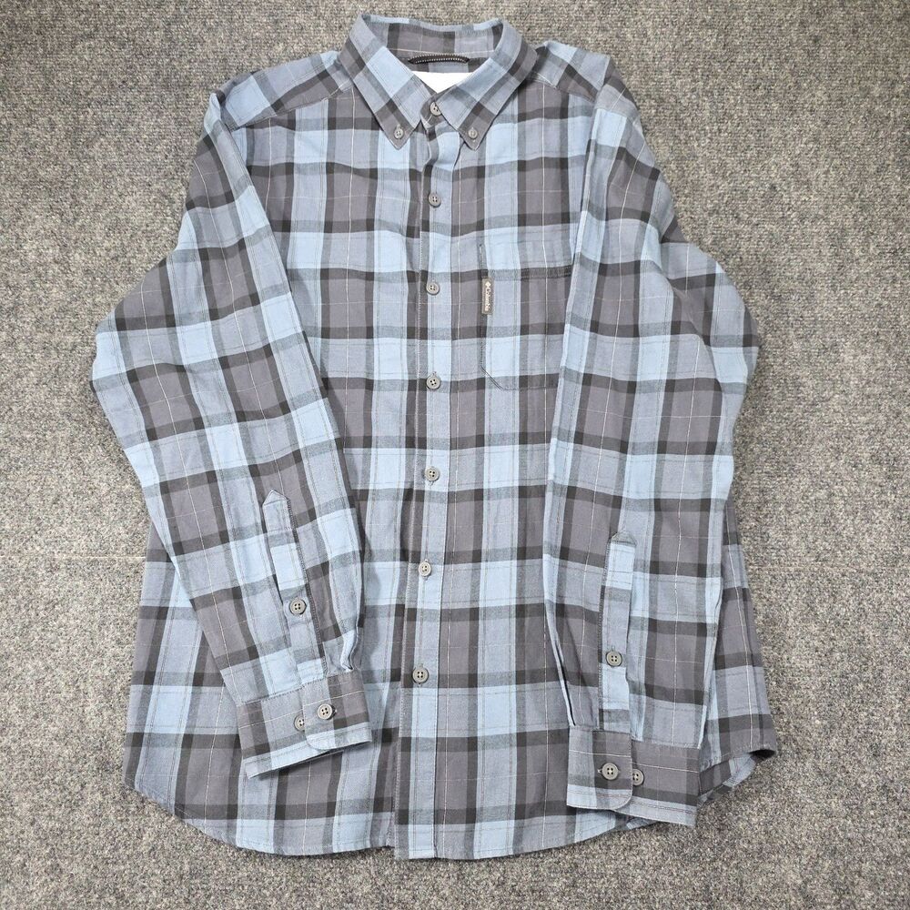 Columbia Sportswear Men's Small Plaid Long Sleeve Button Down Shirt 100% Cotton